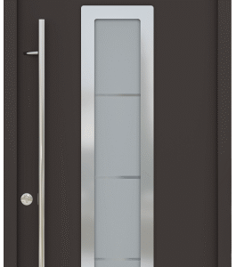 MODERN FRONT STEEL DOOR ARGOS BROWN/WHITE 37 7/16" X 95 11/16" RHI + TRANSOM
